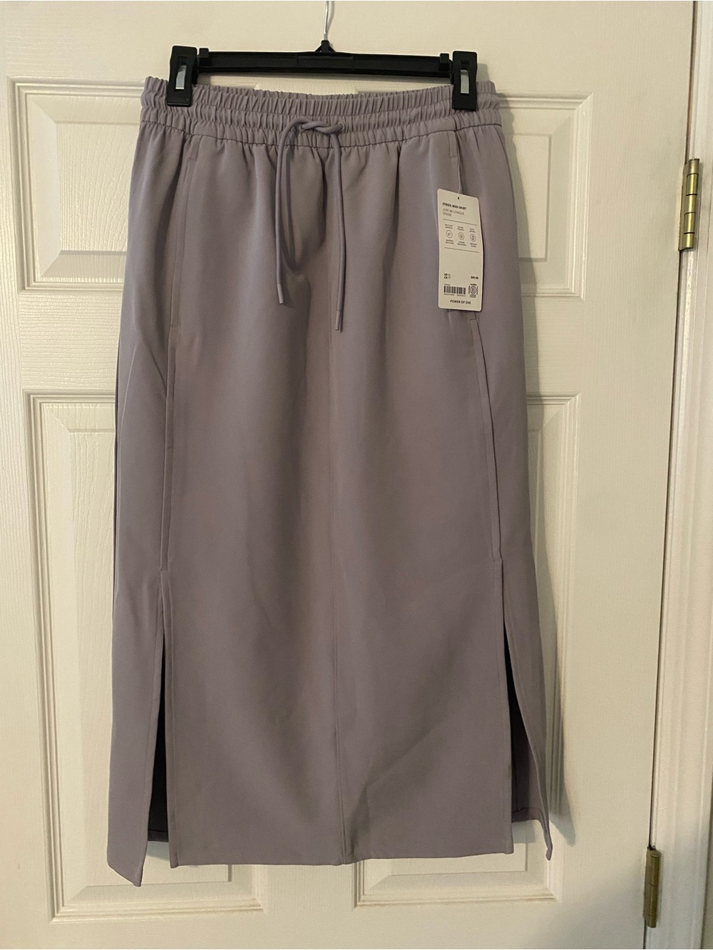 Athleta Lavender Drawstring Midi Skirt with Side Slits